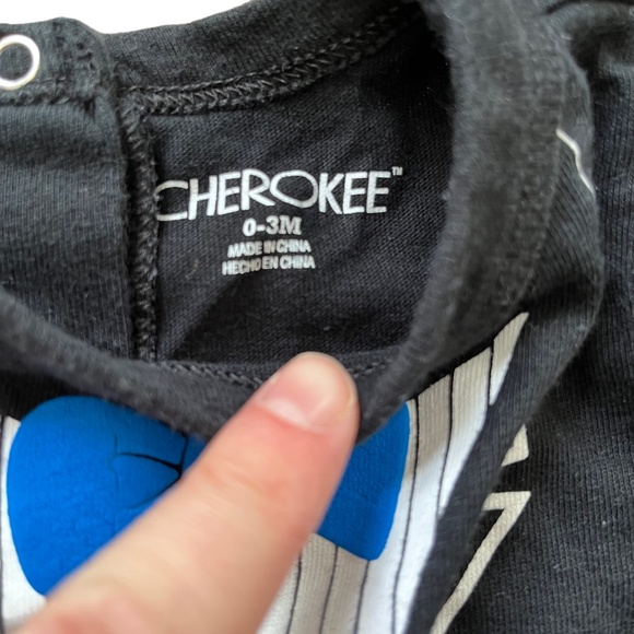 Cherokee 100% Cotton Black Tuxedo Baby Romper, Size 0-3 Months - Picture 2 of 4